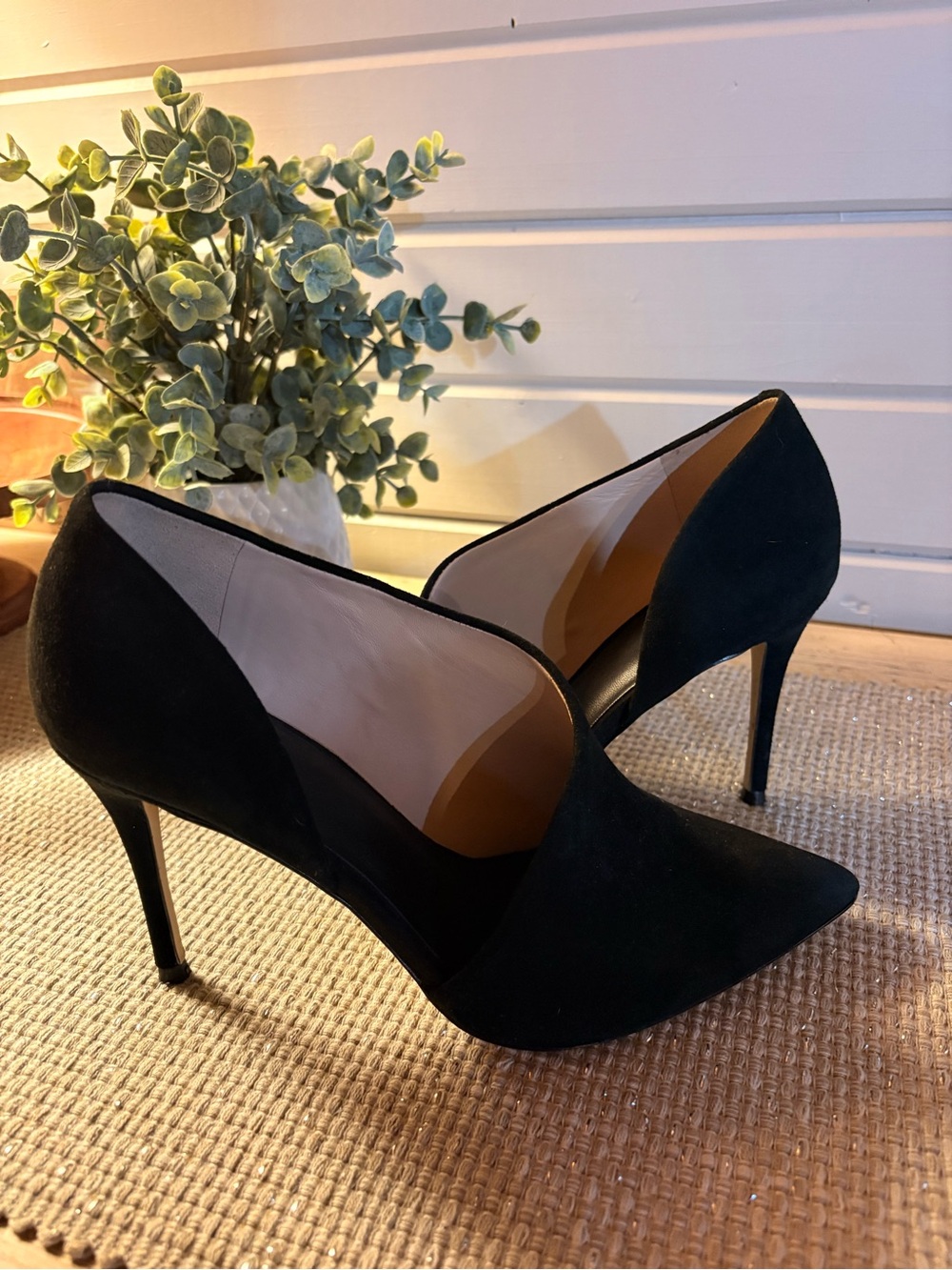 Something Navy Black Dina Suede D'Orsay Pointed Toe Pump